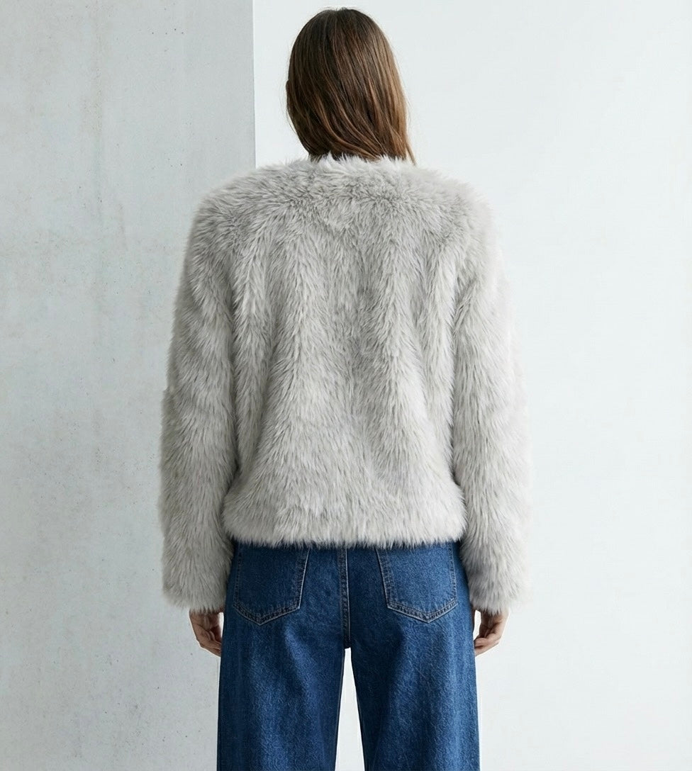 VESTE COURTE EFFET FOURRURE