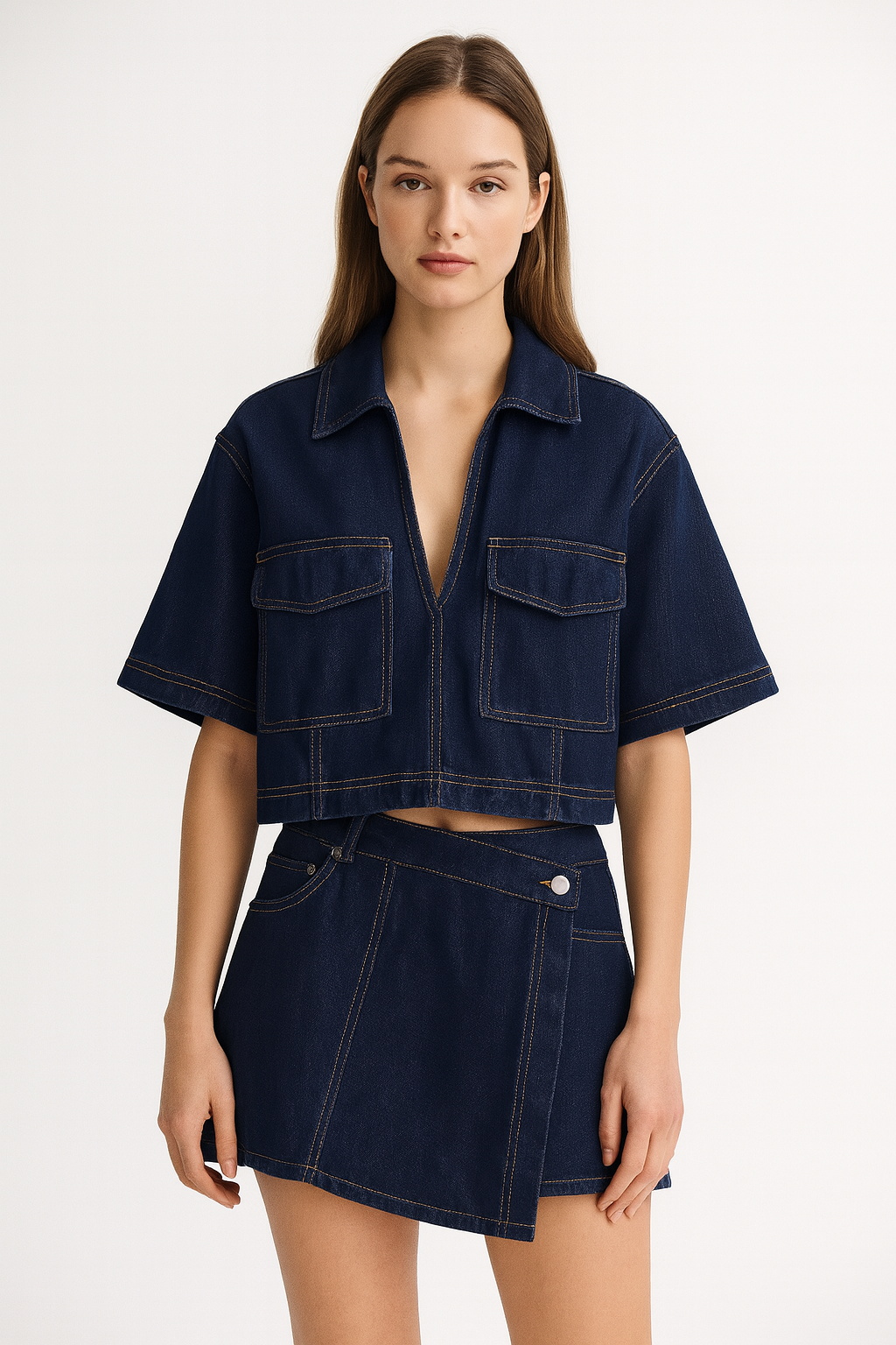 ENSEMBLE SHORT & CHEMISE EN JEAN