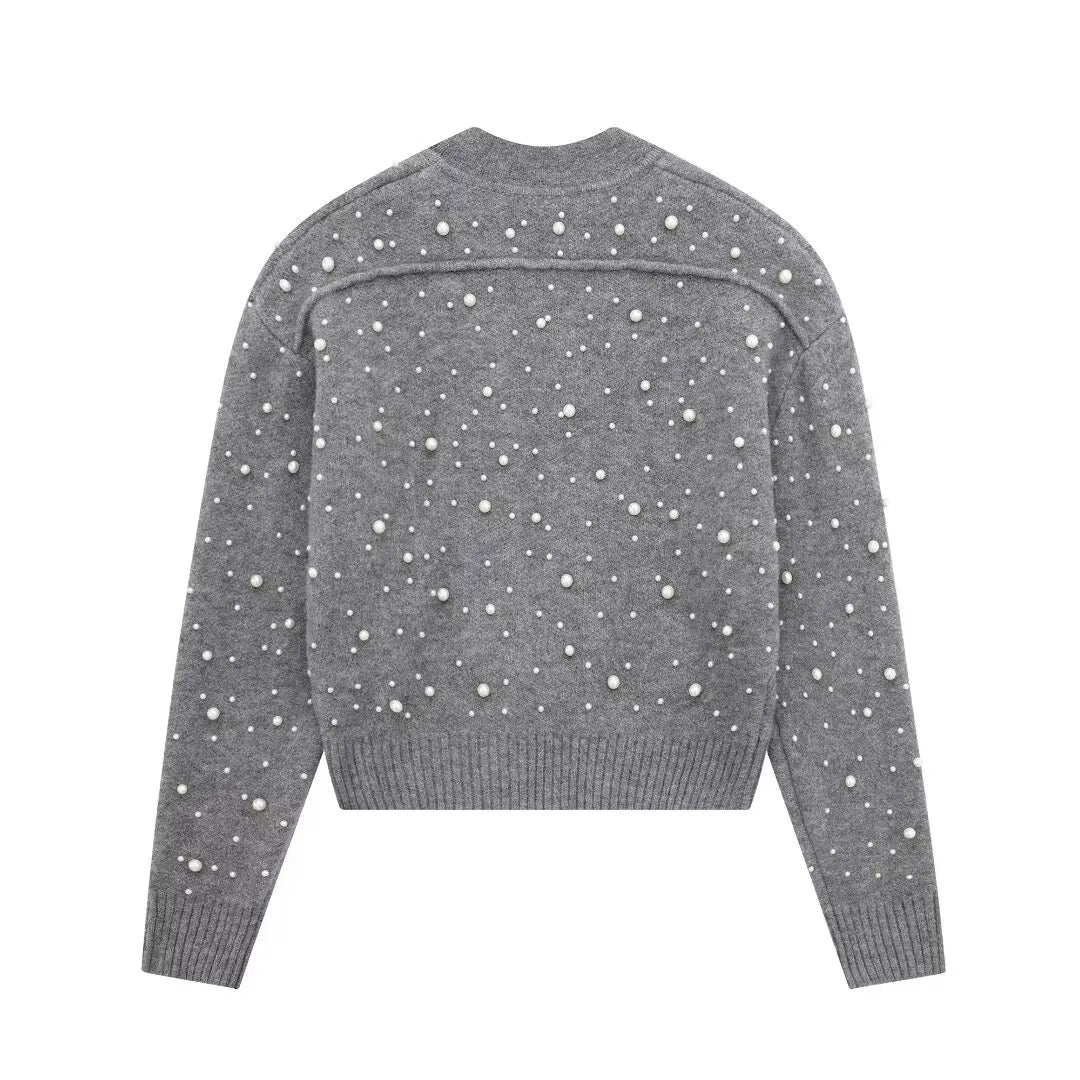 CARDIGAN PERLÉ À FERMETURE ZIPPÉE