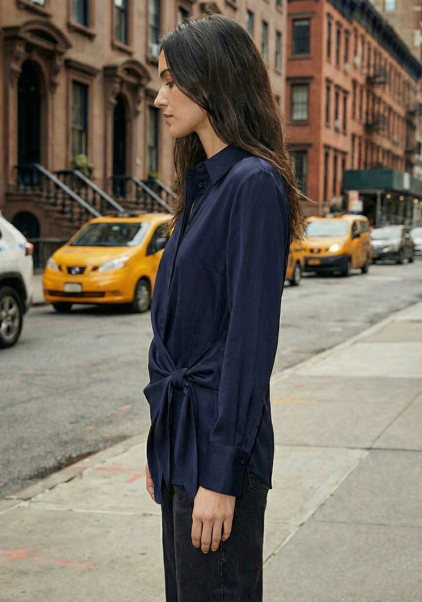 BLOUSE À LIEN NOUÉ COL ROND