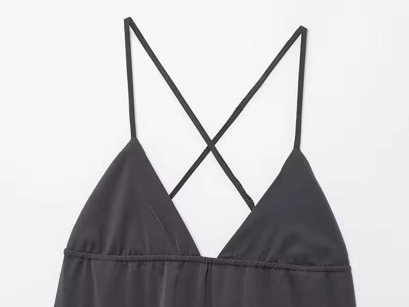 ROBE SEMI-LONGUE À BRETELLES