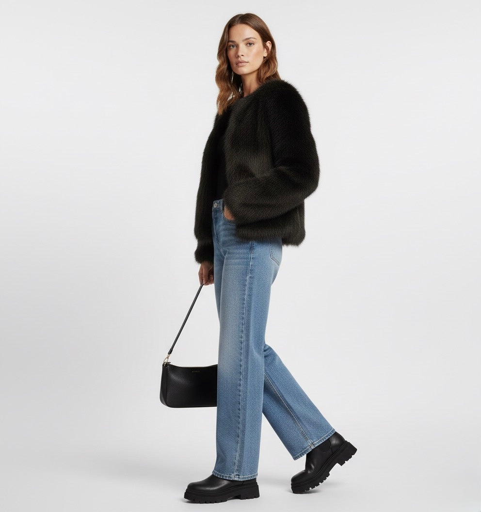 VESTE COURTE EFFET FOURRURE