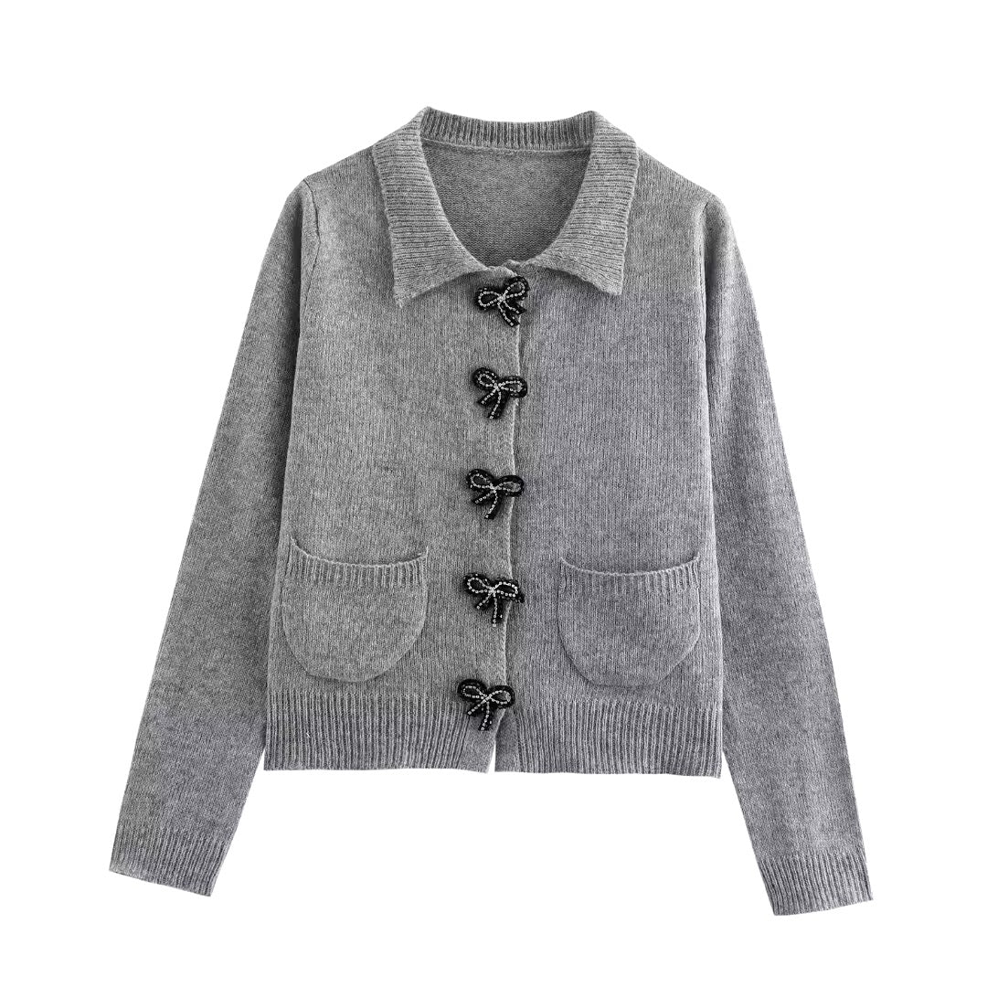 CARDIGAN À NOEUDS DÉCORATIFS