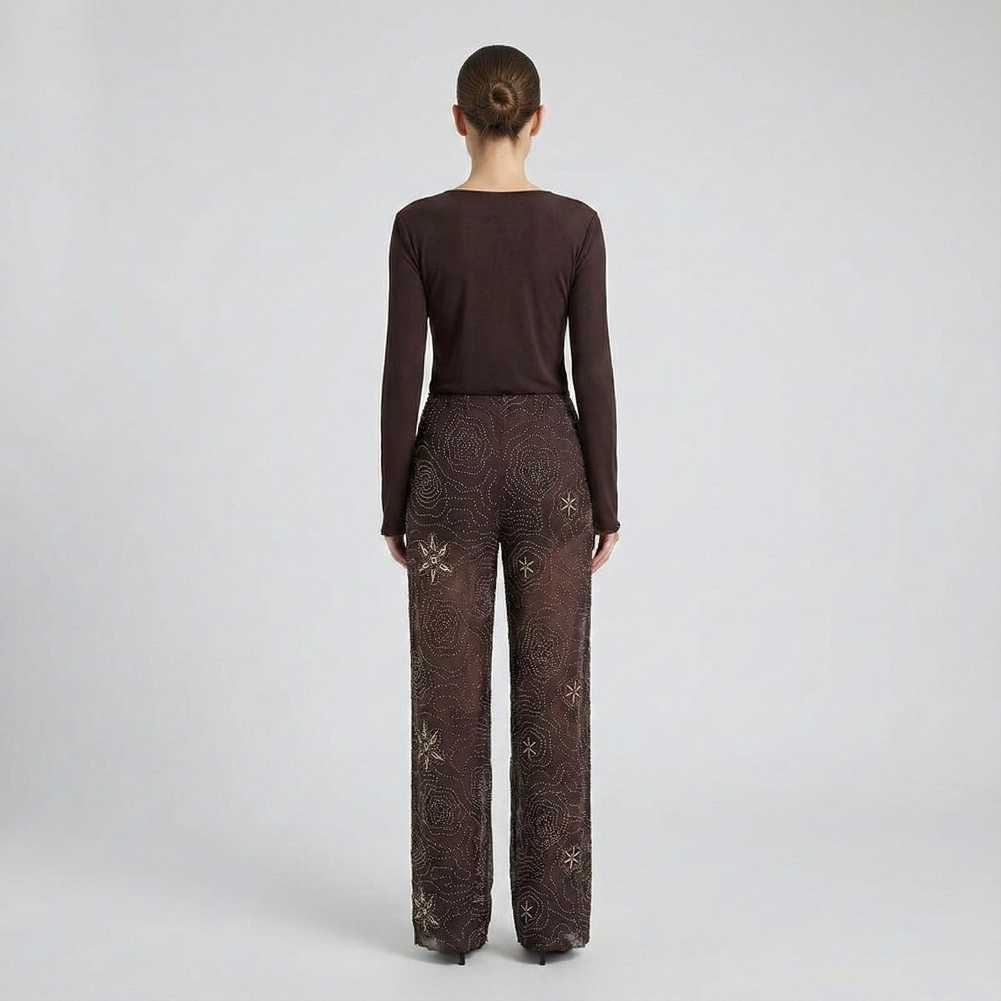 PANTALON BRODÉ À MOTIFS ÉTOILÉS