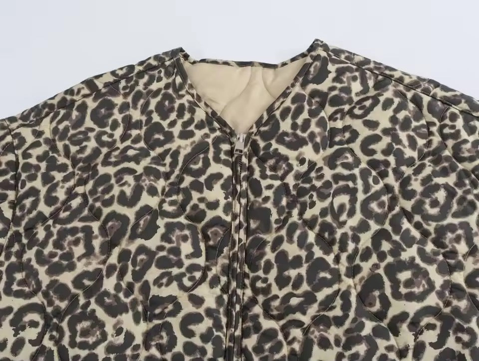 VESTE MATELASSÉE IMPRIMÉ LÉOPARD
