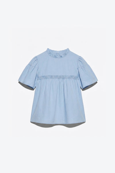 BLOUSE COURTE COL ROND SMOCKÉ