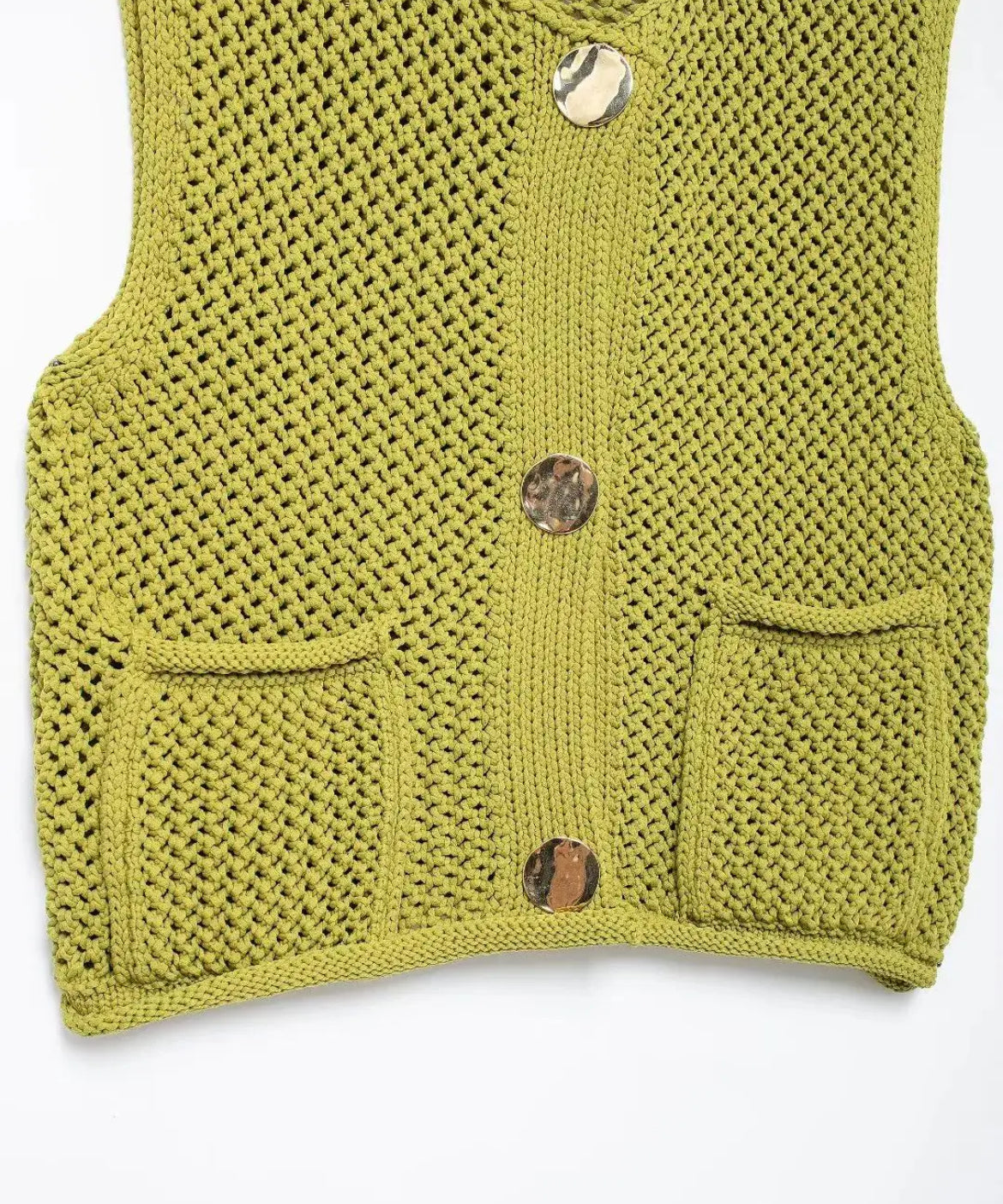 GILET EN MAILLE AJOURÉE À BOUTONS