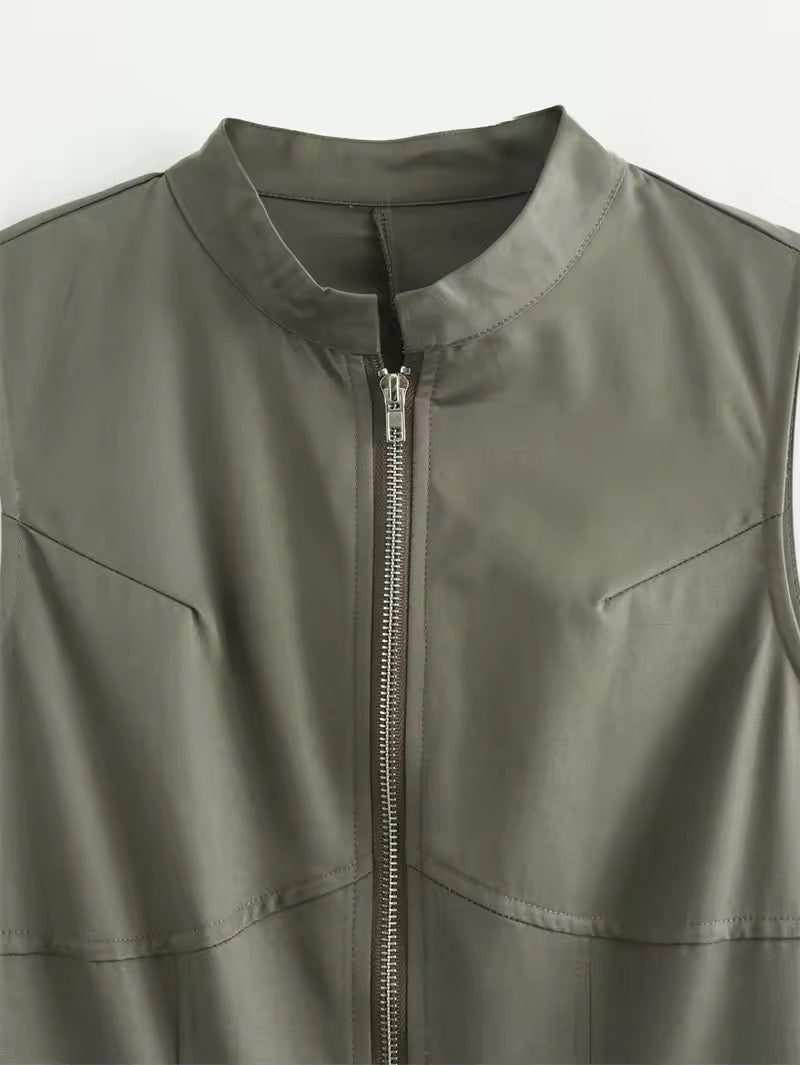ROBE ZIPPÉE À TAILLE ÉLASTIQUÉE