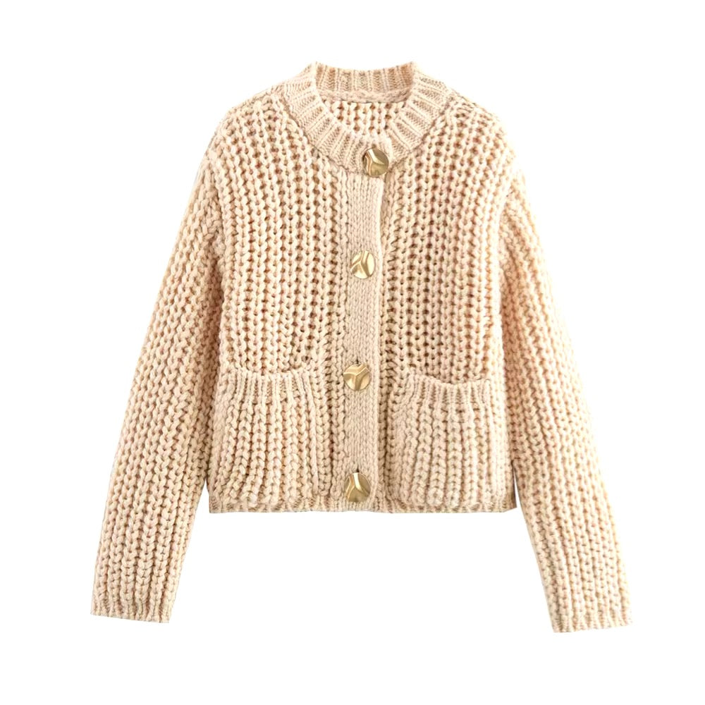 CARDIGAN EN MAILLE À BOUTONS DORÉS