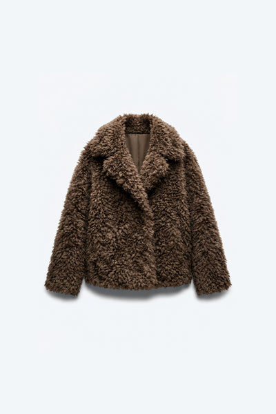 MANTEAU EFFET FOURRURE BOUCLÉE