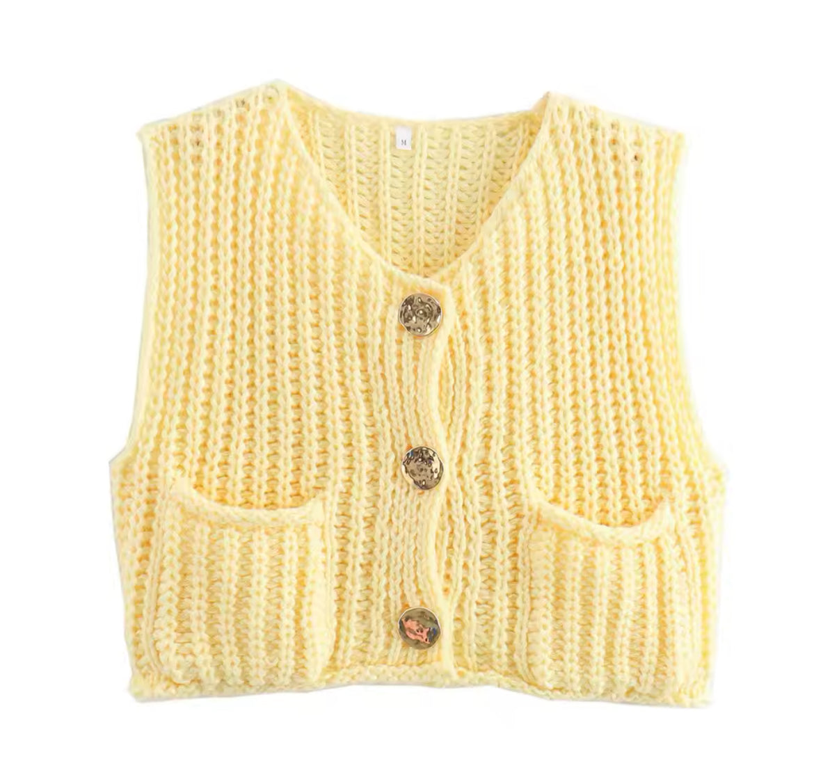GILET IN MAGLIA CON BOTTONI ORO