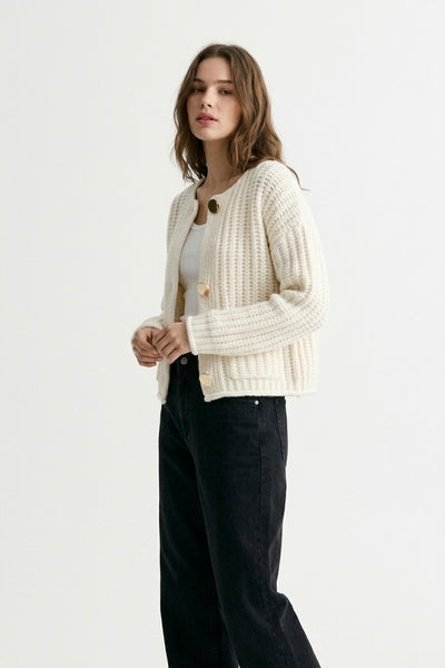 CARDIGAN EN MAILLE BLANCHE