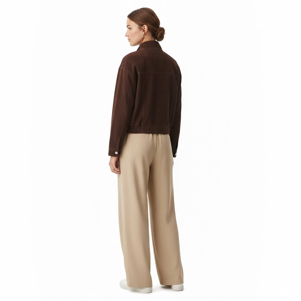 BLOUSON EN SUÉDINE À POCHES PRESSIONNÉES