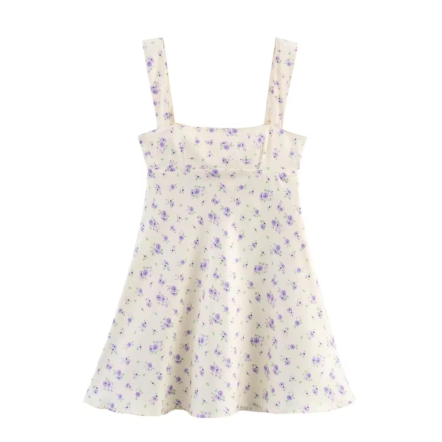 ROBE À FLEURS À BRETELLES ÉPAISSES