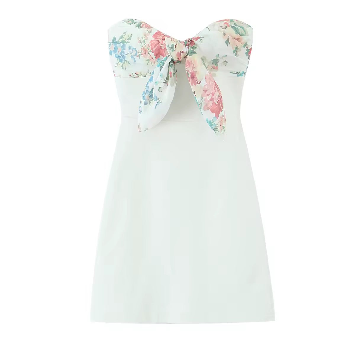 ROBE BUSTIER À NŒUD FLEURI