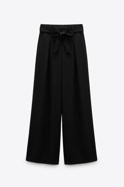 PANTALON LARGE NOIR CEINTURÉ