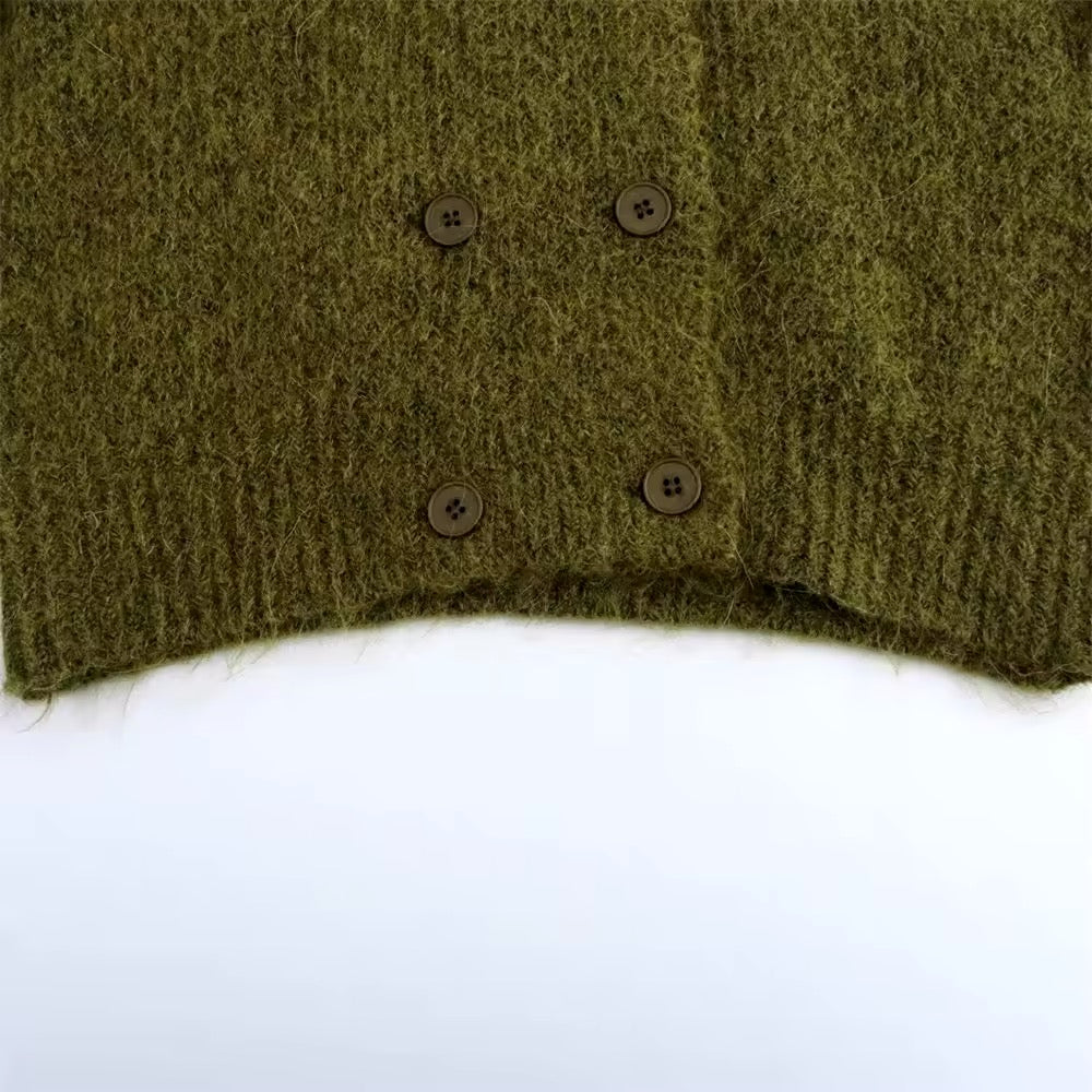 VESTE EN MAILLE ÉPAISSE À DOUBLE BOUTONNAGE