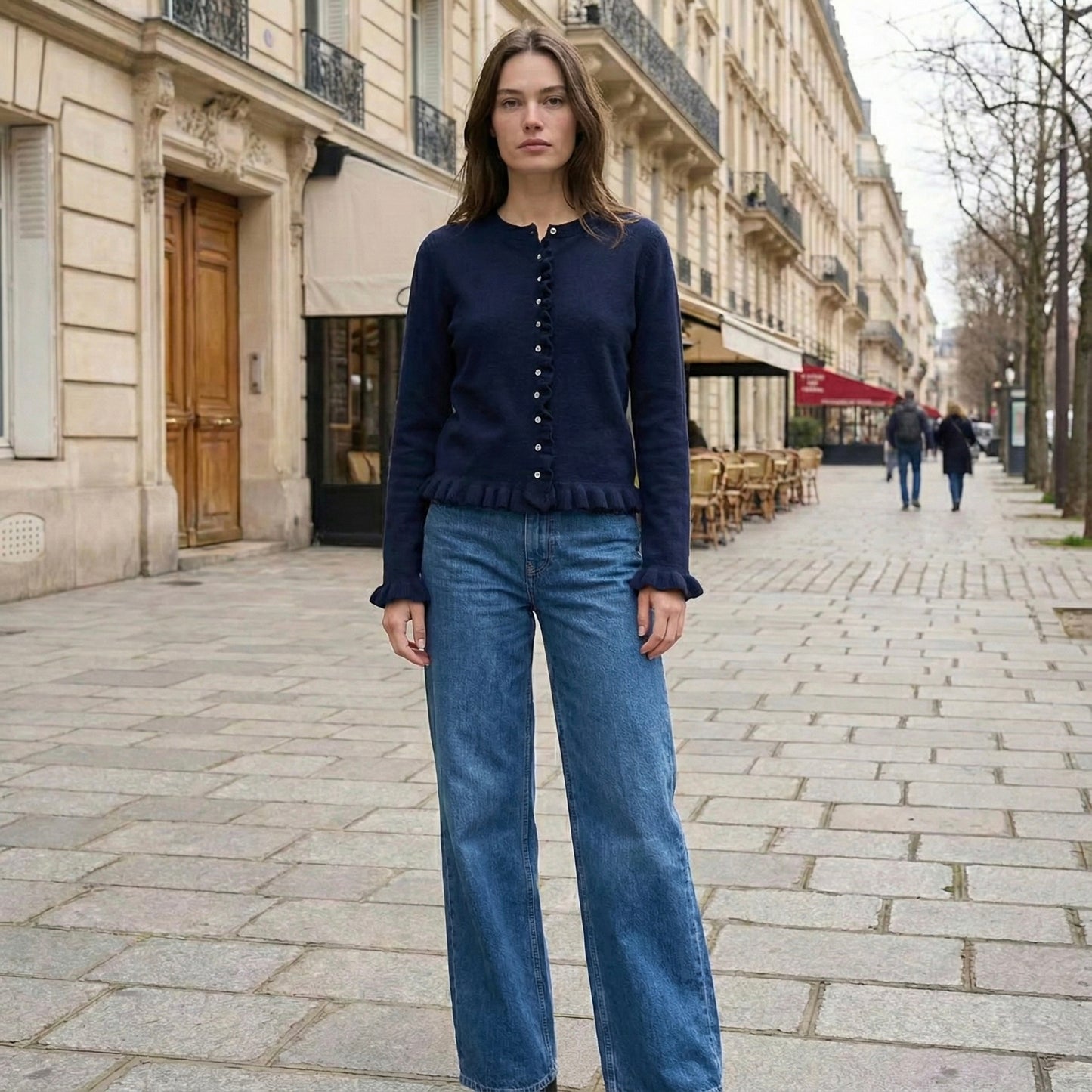 CARDIGAN EN MAILLE À VOLANTS