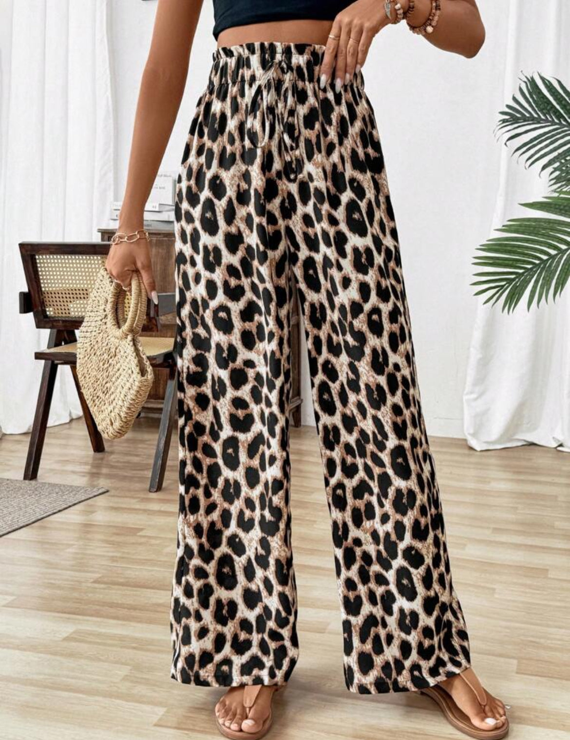 PANTALON LARGE IMPRIMÉ LÉOPARD