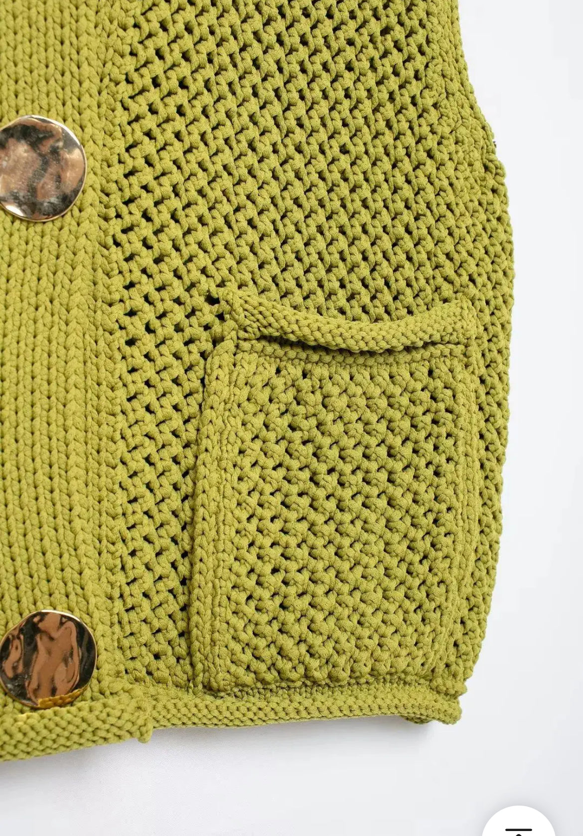 GILET EN MAILLE AJOURÉE À BOUTONS