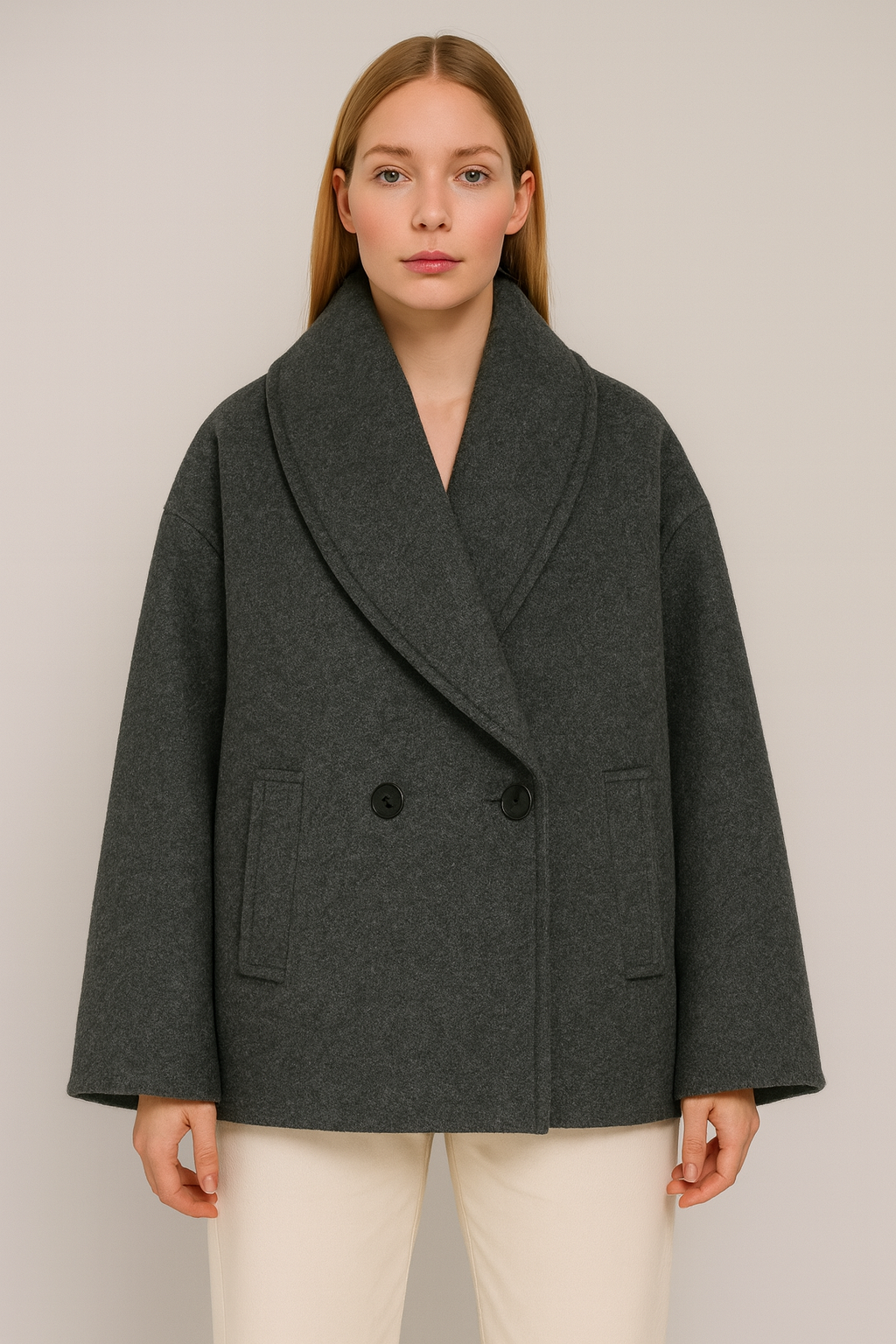 MANTEAU OVERSIZE À COL DRAPÉ