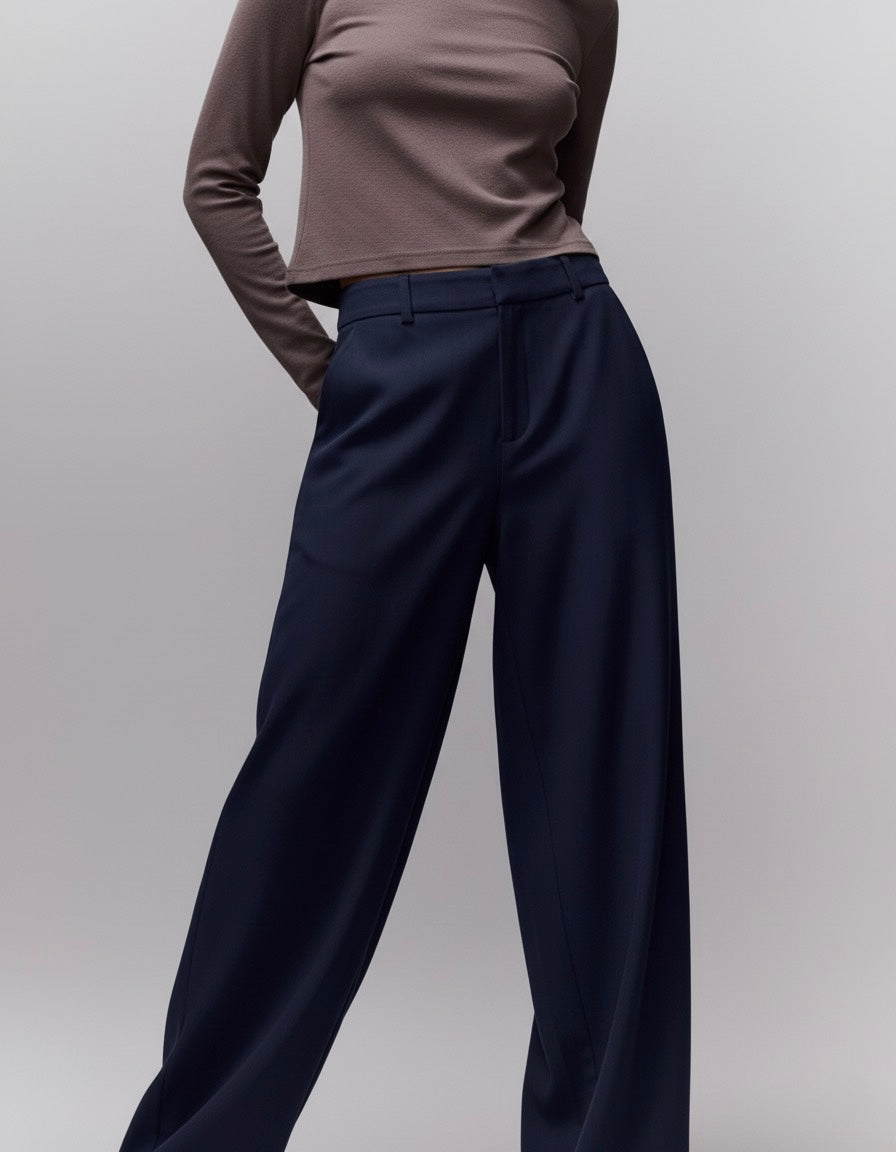 PANTALON LARGE FLUIDE À PLIS PROFONDS