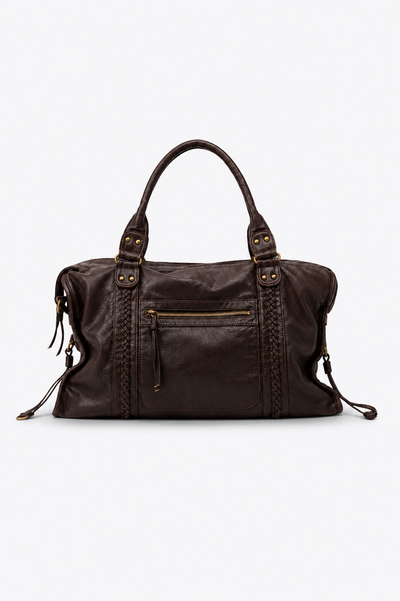 SAC À MAIN CUIR PU TRESSÉ AVEC POCHES
