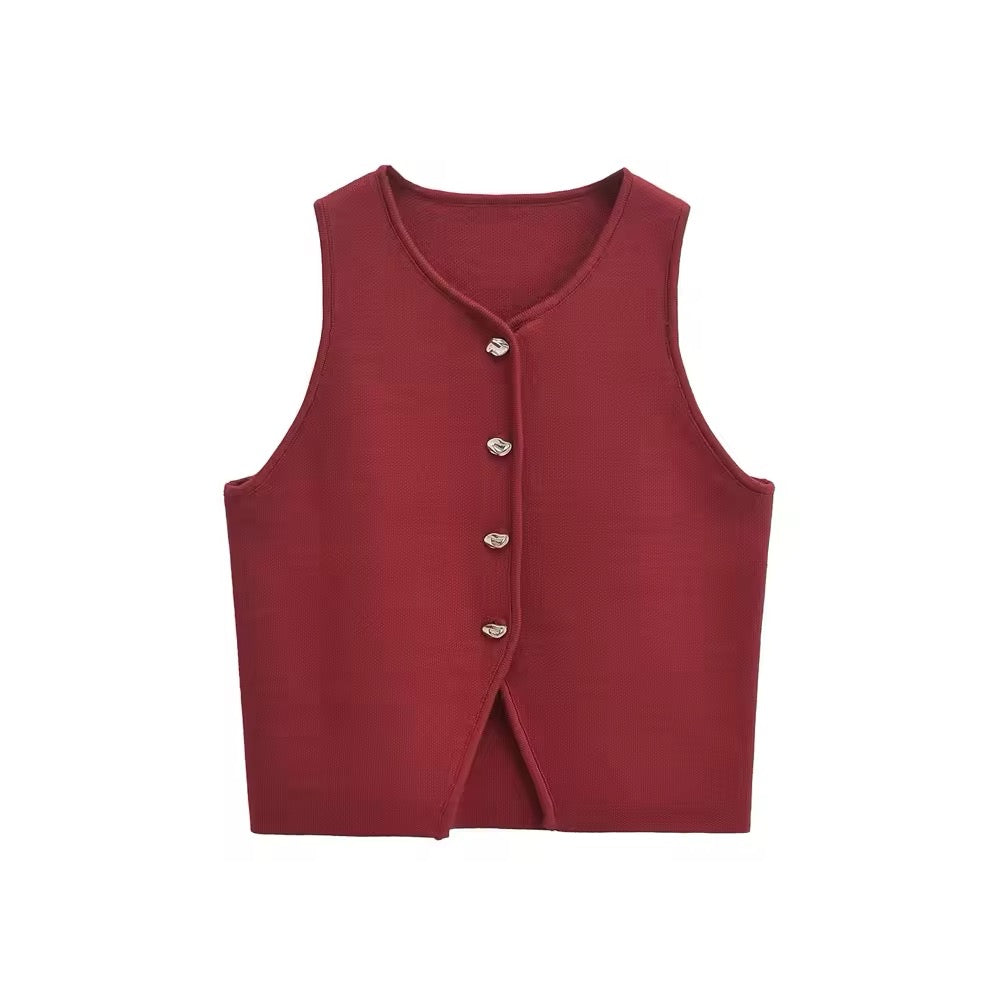 GILET IN MAGLIA CON SCOLLO A V