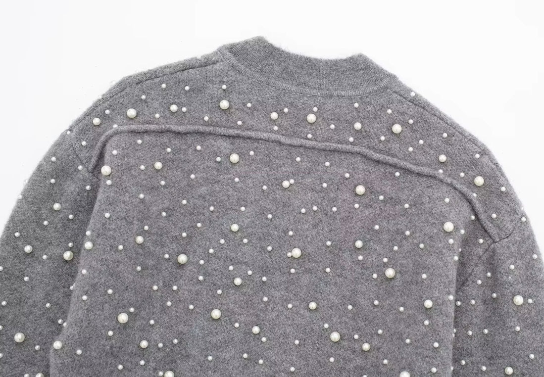 CARDIGAN PERLÉ À FERMETURE ZIPPÉE