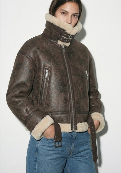 BLOUSON AVIATOR CEINTURÉ À ZIP
