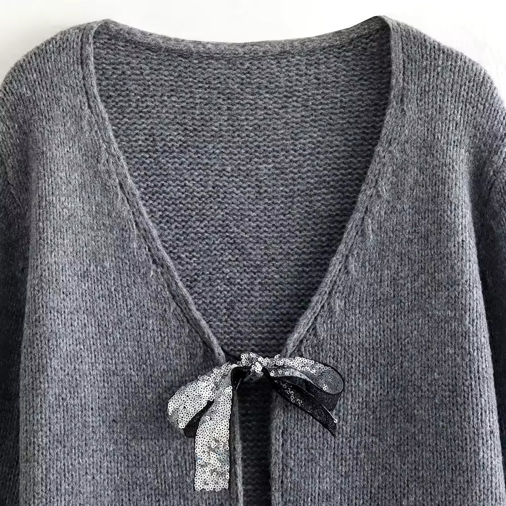CARDIGAN NŒUDS SATINÉS