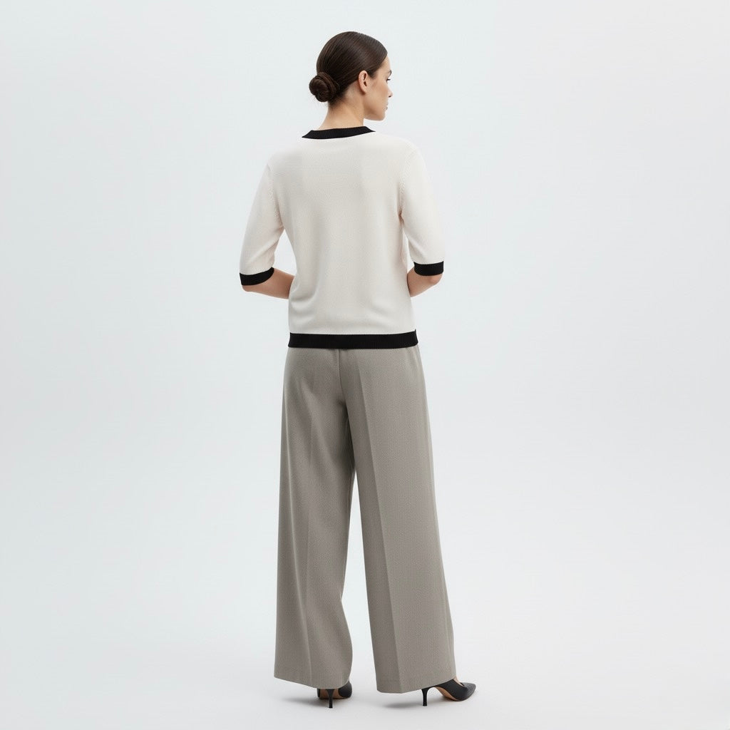 CARDIGAN CONTRASTÉ À BOUTONS DORÉS