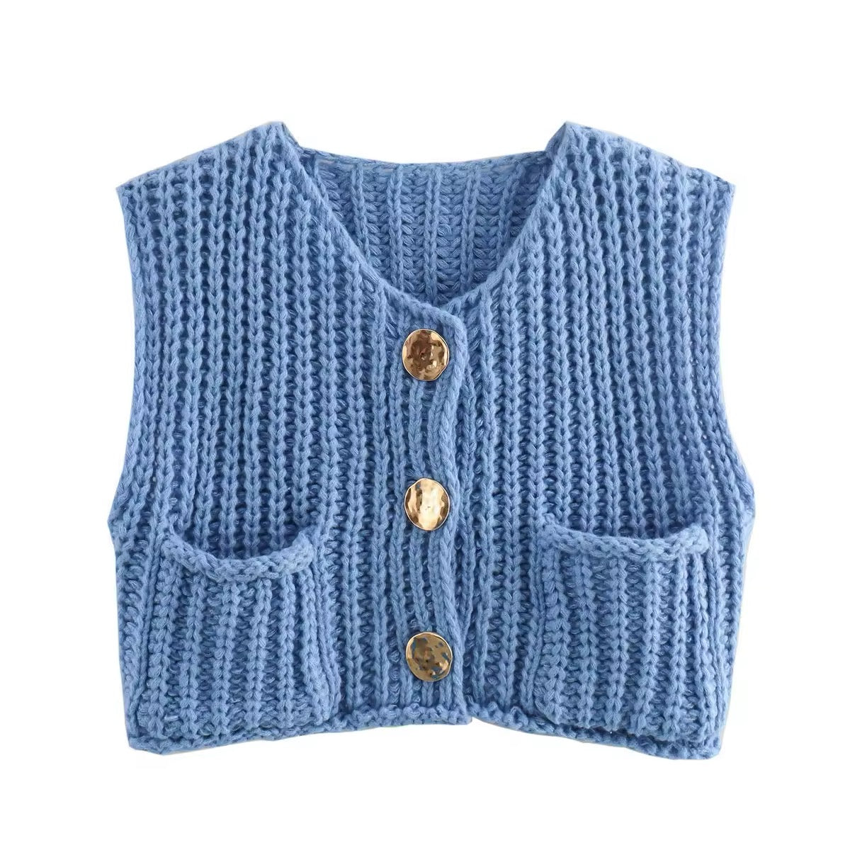 GILET IN MAGLIA CON BOTTONI ORO