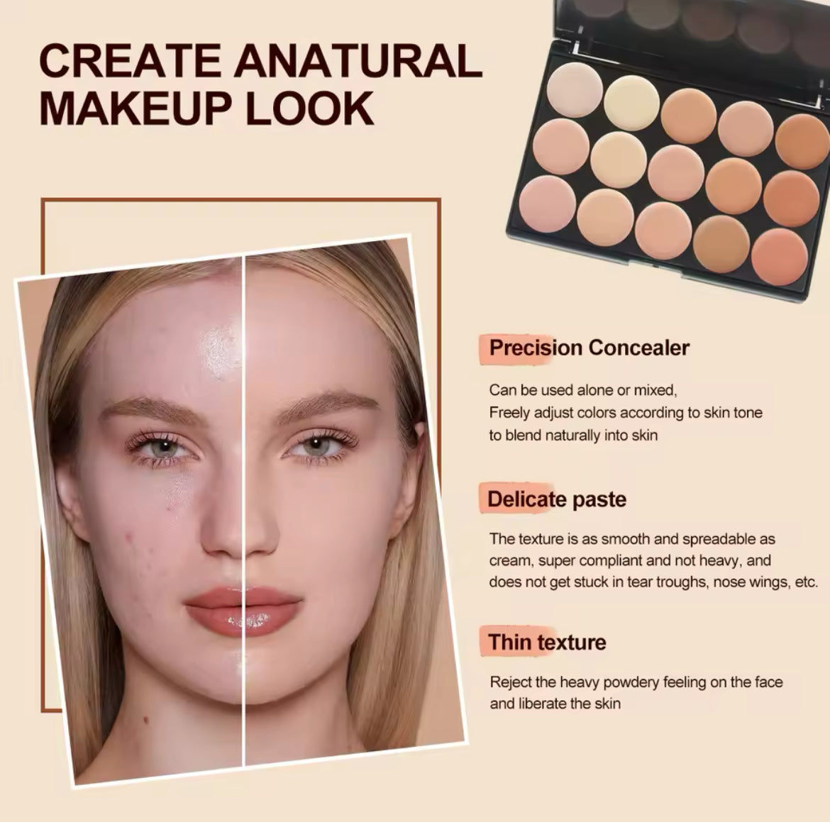 15-color face concealer palette