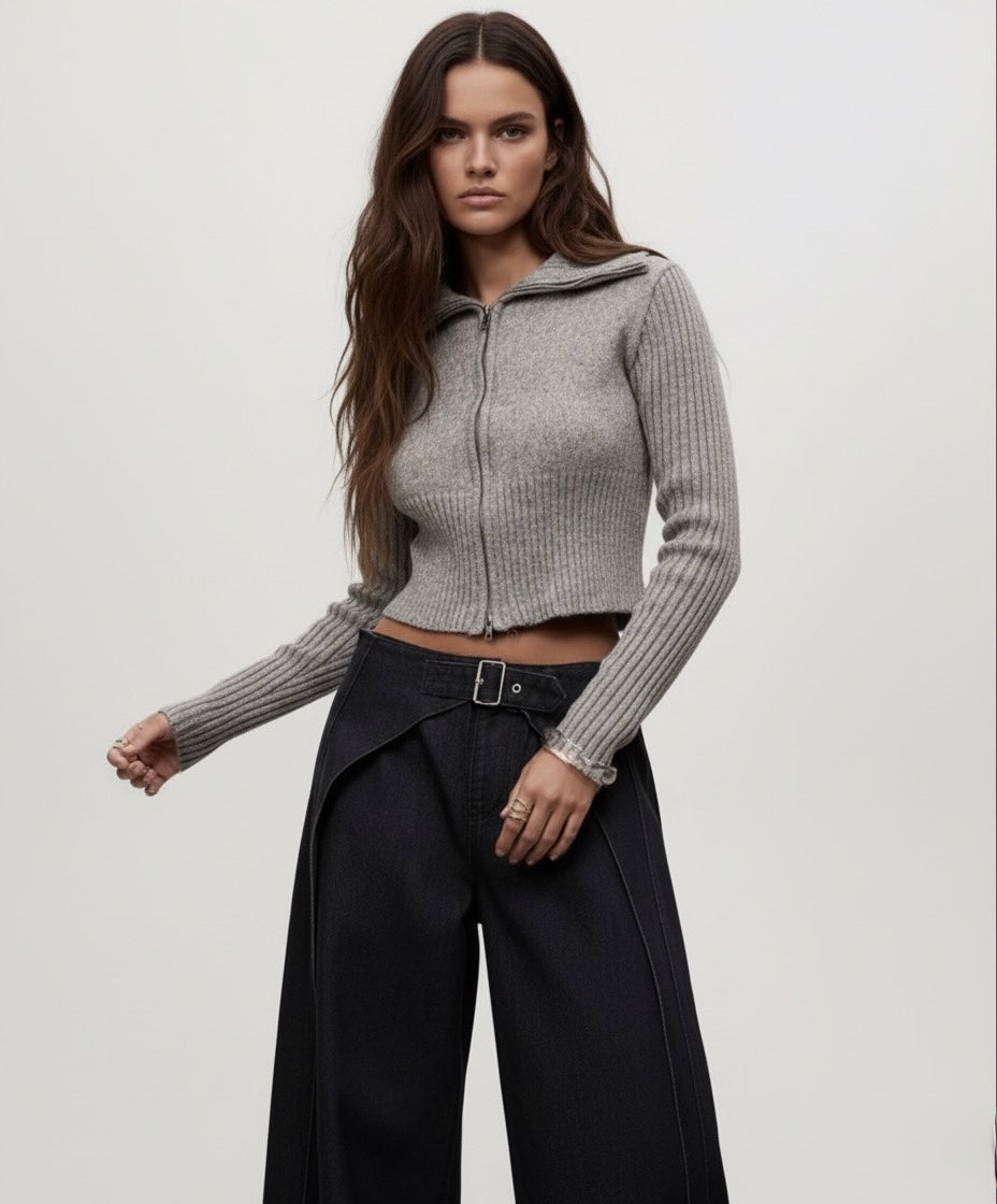 CARDIGAN ZIPPÉ TEXTURÉ