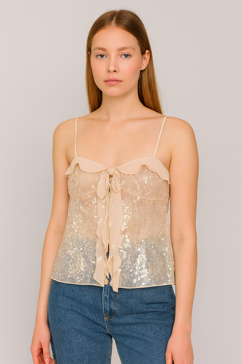 TOP À VOLANTS ET SEQUINS