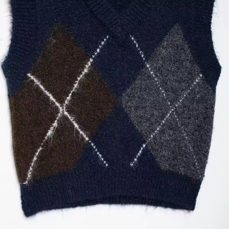 DÉBARDEUR EN TRICOT À IMPRIMÉ ARGYLE