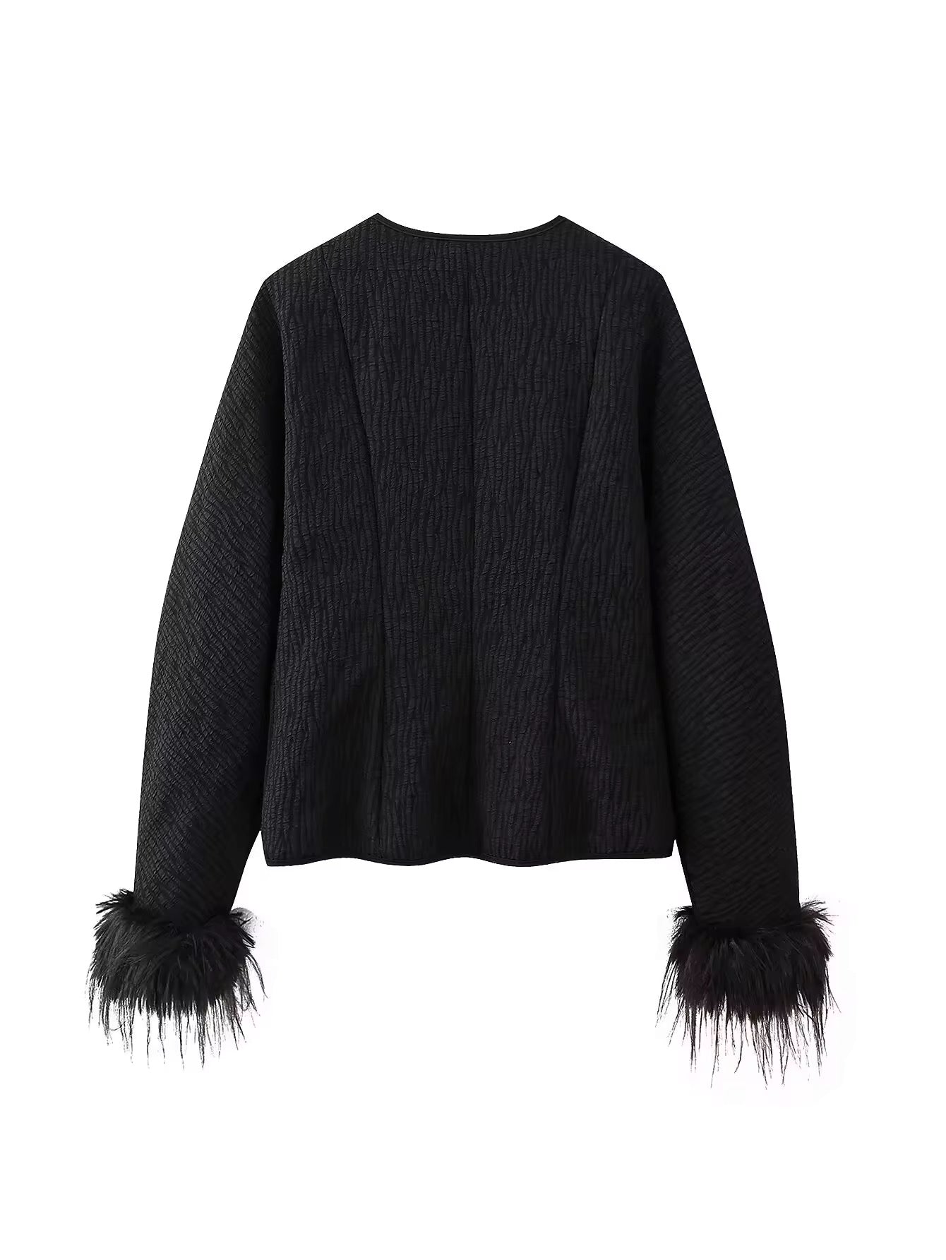 VESTE TEXTURÉE À NOEUDS ET MANCHES PLUMETÉES