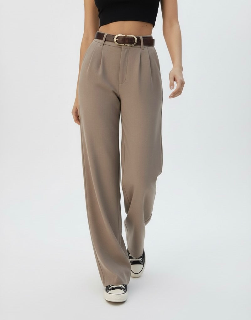 PANTALON FLUIDE À CEINTURE BOUCLÉE