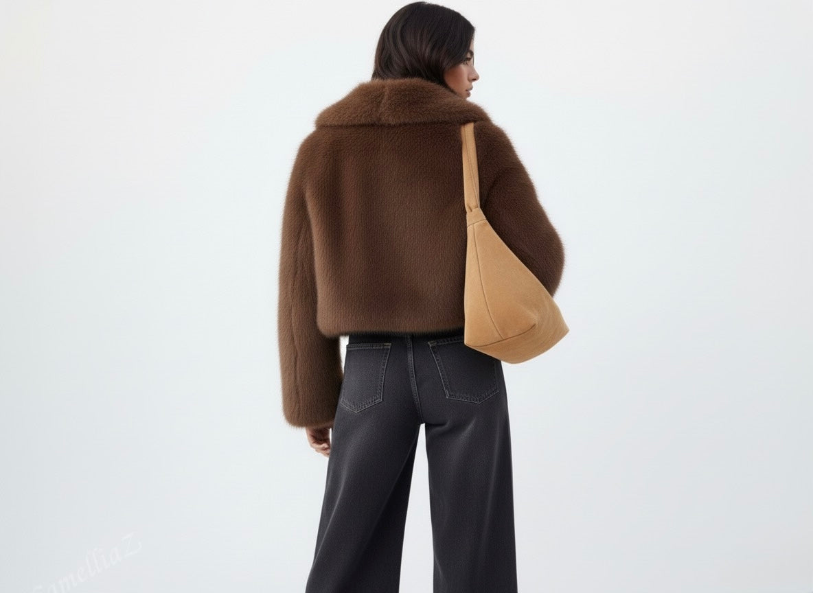 VESTE COURTE EN EFFET FOURRURE ÉPAISSE