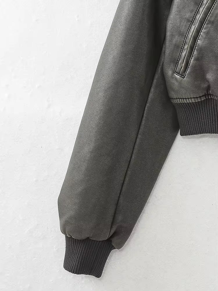 BOMBER EFFET CUIR LISSE
