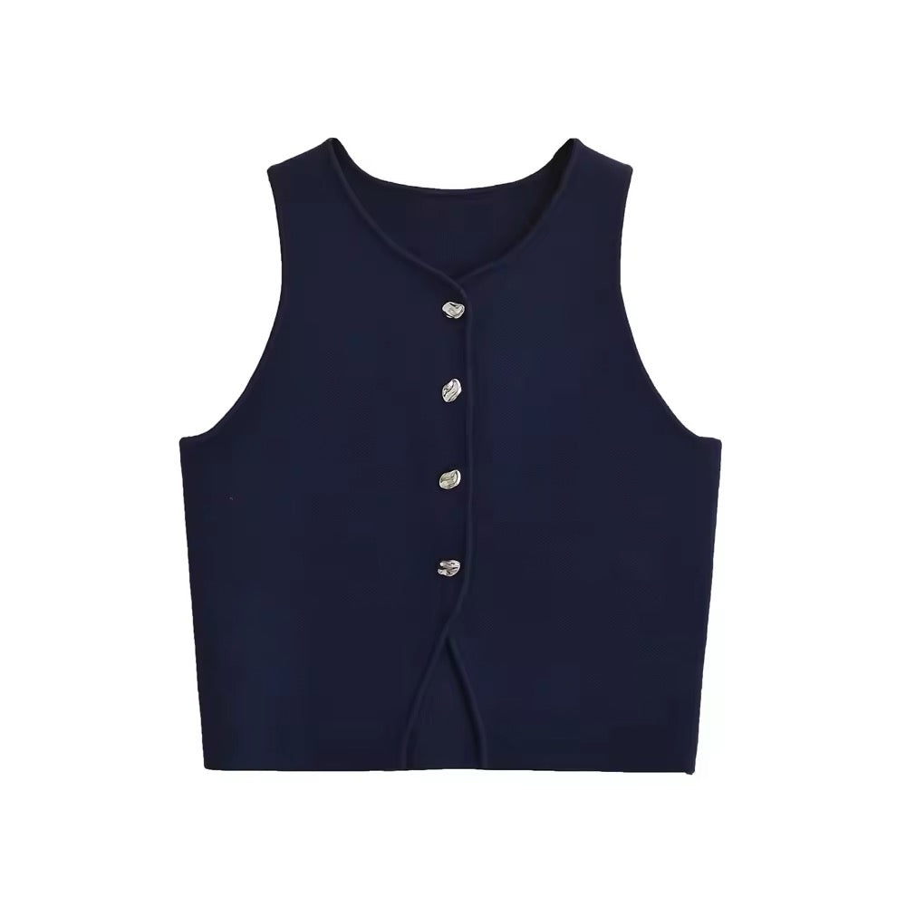 GILET IN MAGLIA CON SCOLLO A V