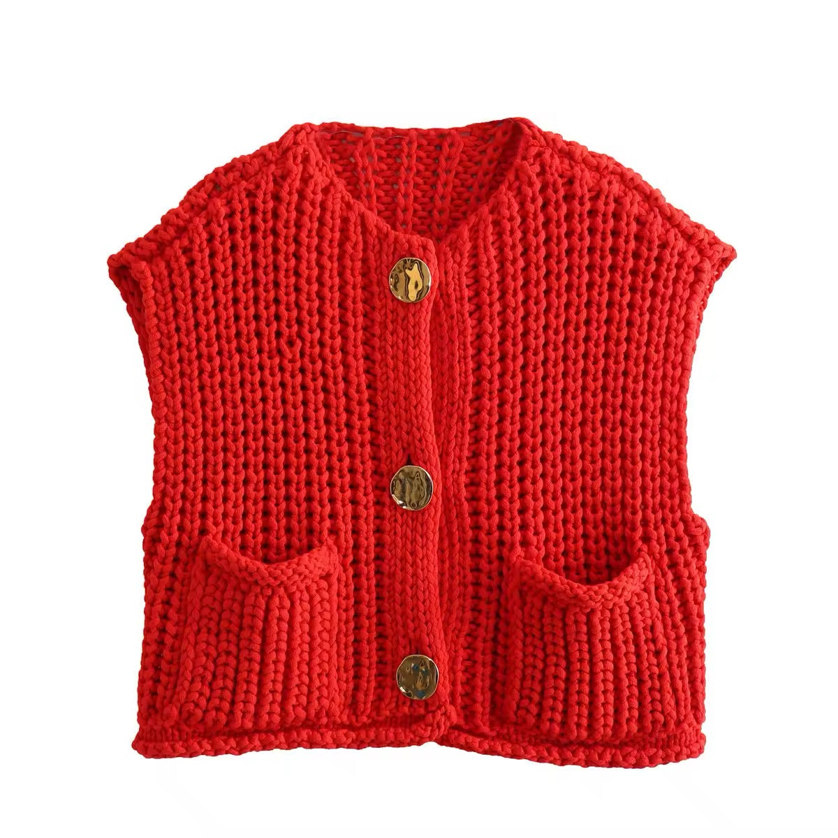 GILET IN MAGLIA CON BOTTONI ORO