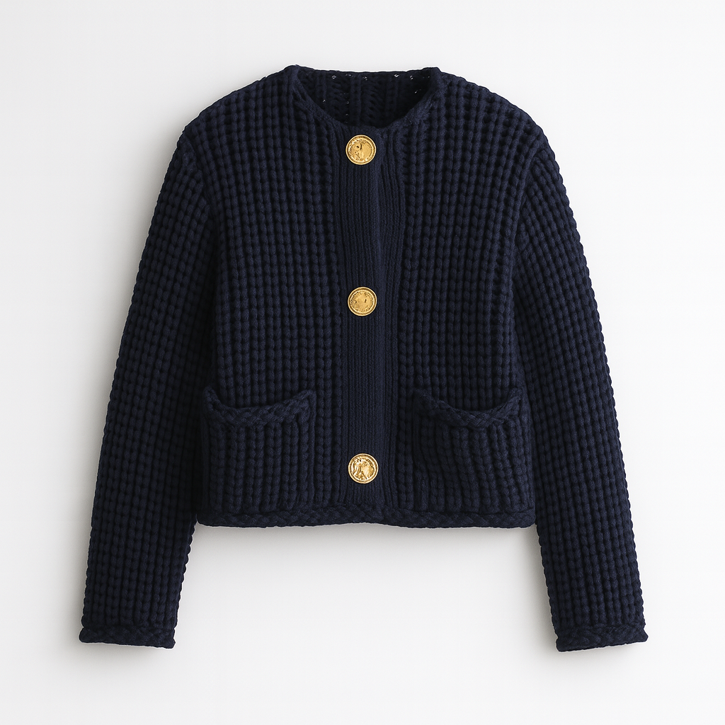 GILET EN TRICOT À BOUTONS DORÉS