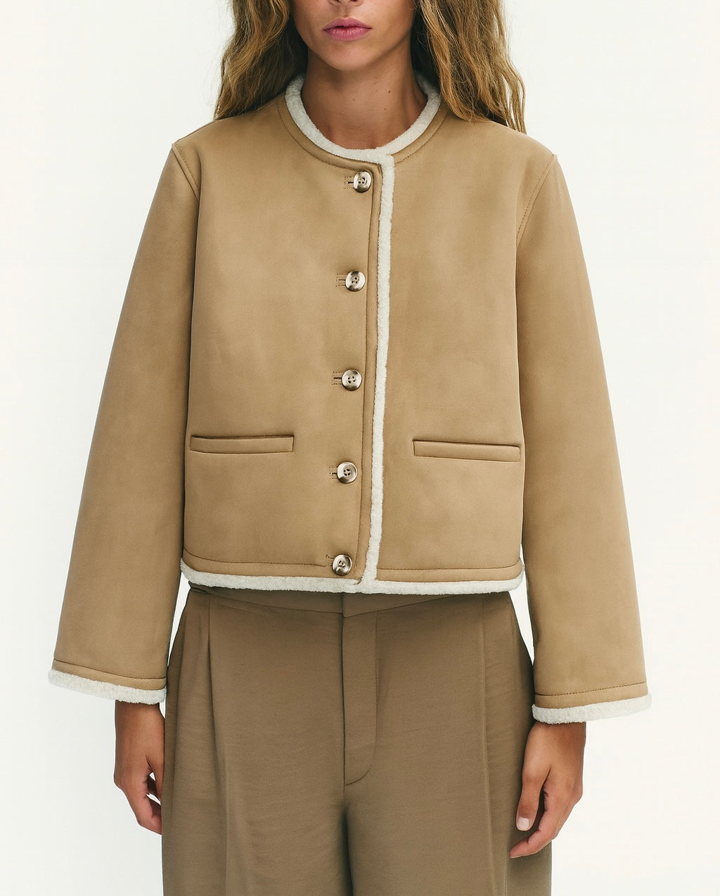 VESTE COURTE RÉVERSIBLE DOUBLÉE POLAIRE