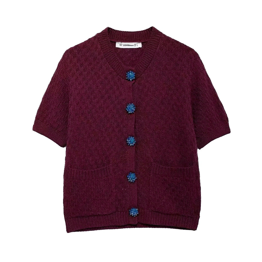 CARDIGAN TEXTURÉ À BOUTONS ORNEMENTAUX