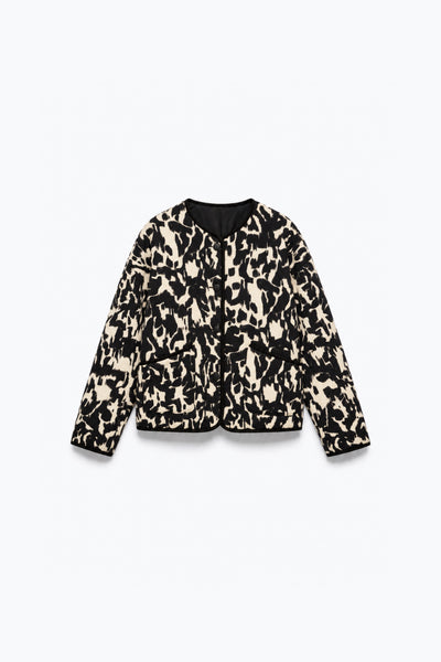 LEOPARD PRINT QUILTED JACKET