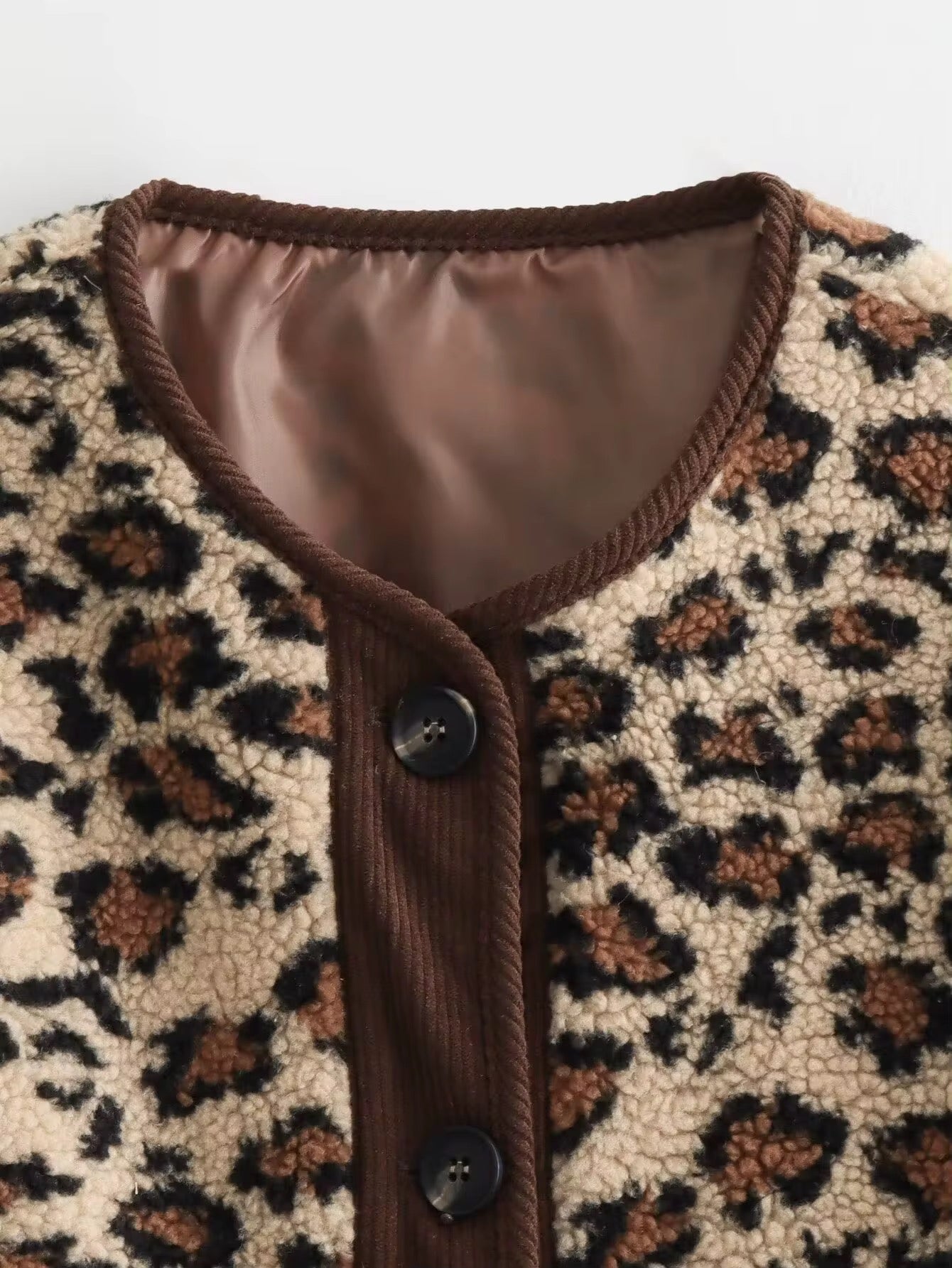Cappotto effetto lana con stampa leopardata • Donna