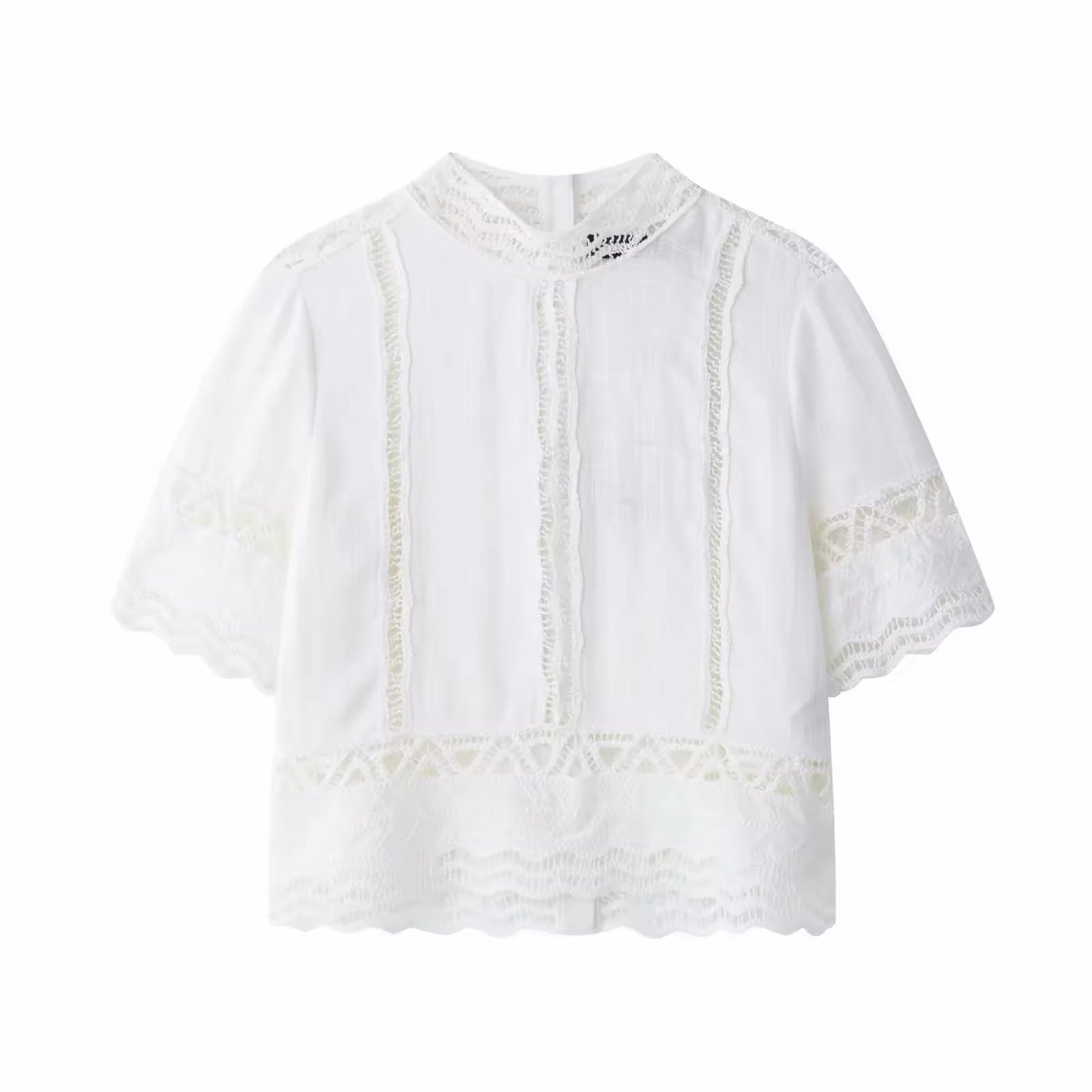 BLOUSE EN COTON AVEC DENTELLE