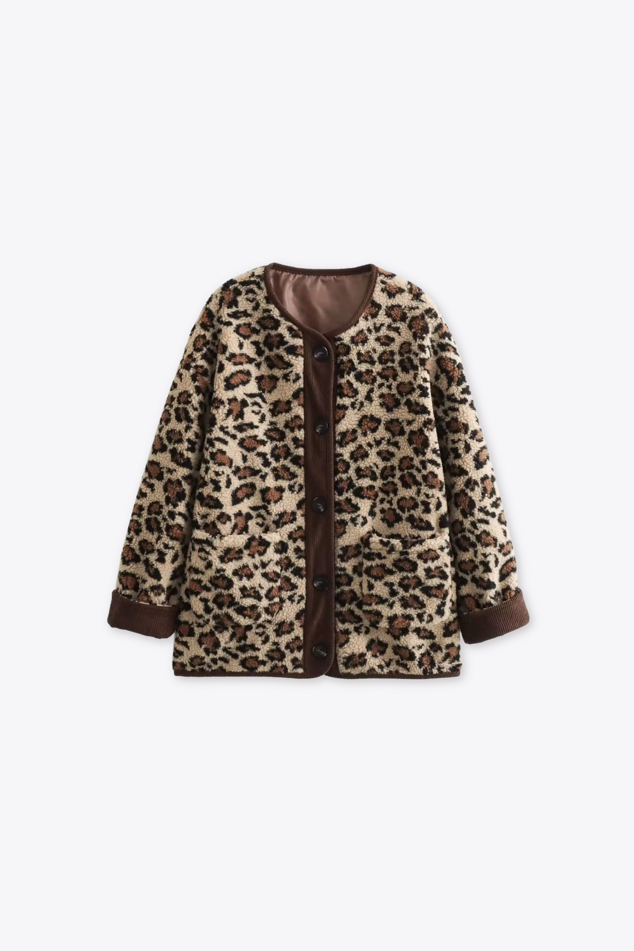 Cappotto effetto lana con stampa leopardata • Donna